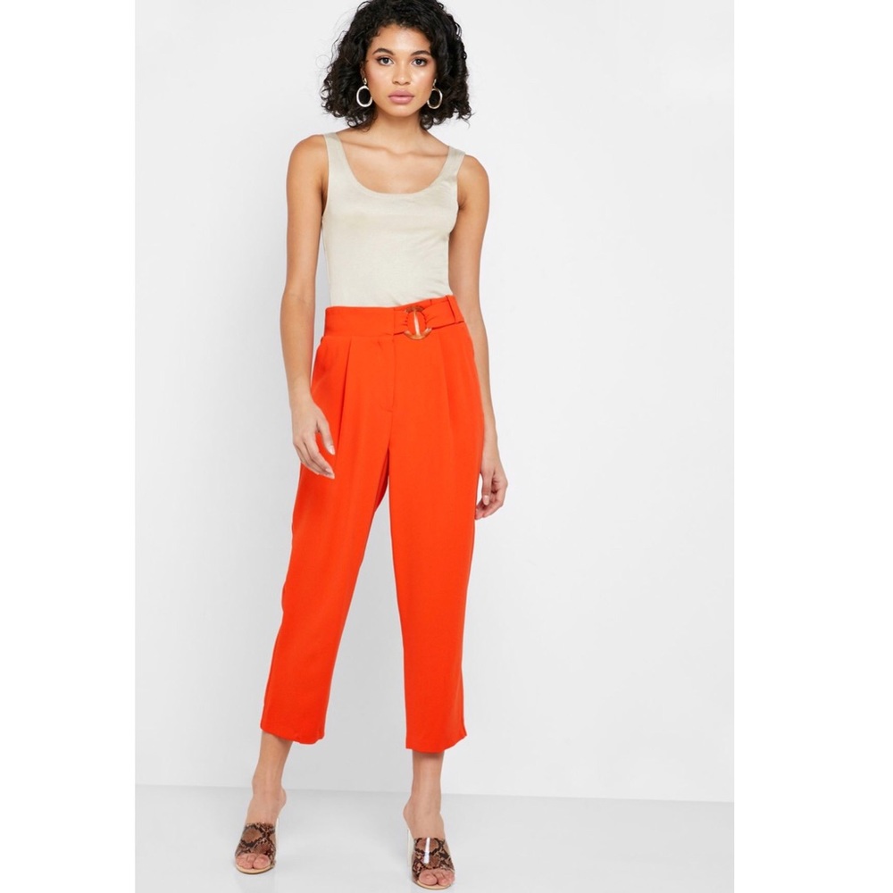 New! $68 Topshop Women's Orange Ankle Cropped Pants - Size 14